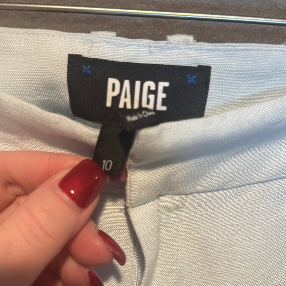 PAIGE Women's Light Blue Linen Blend Andie Shorts - Picture 2 of 7